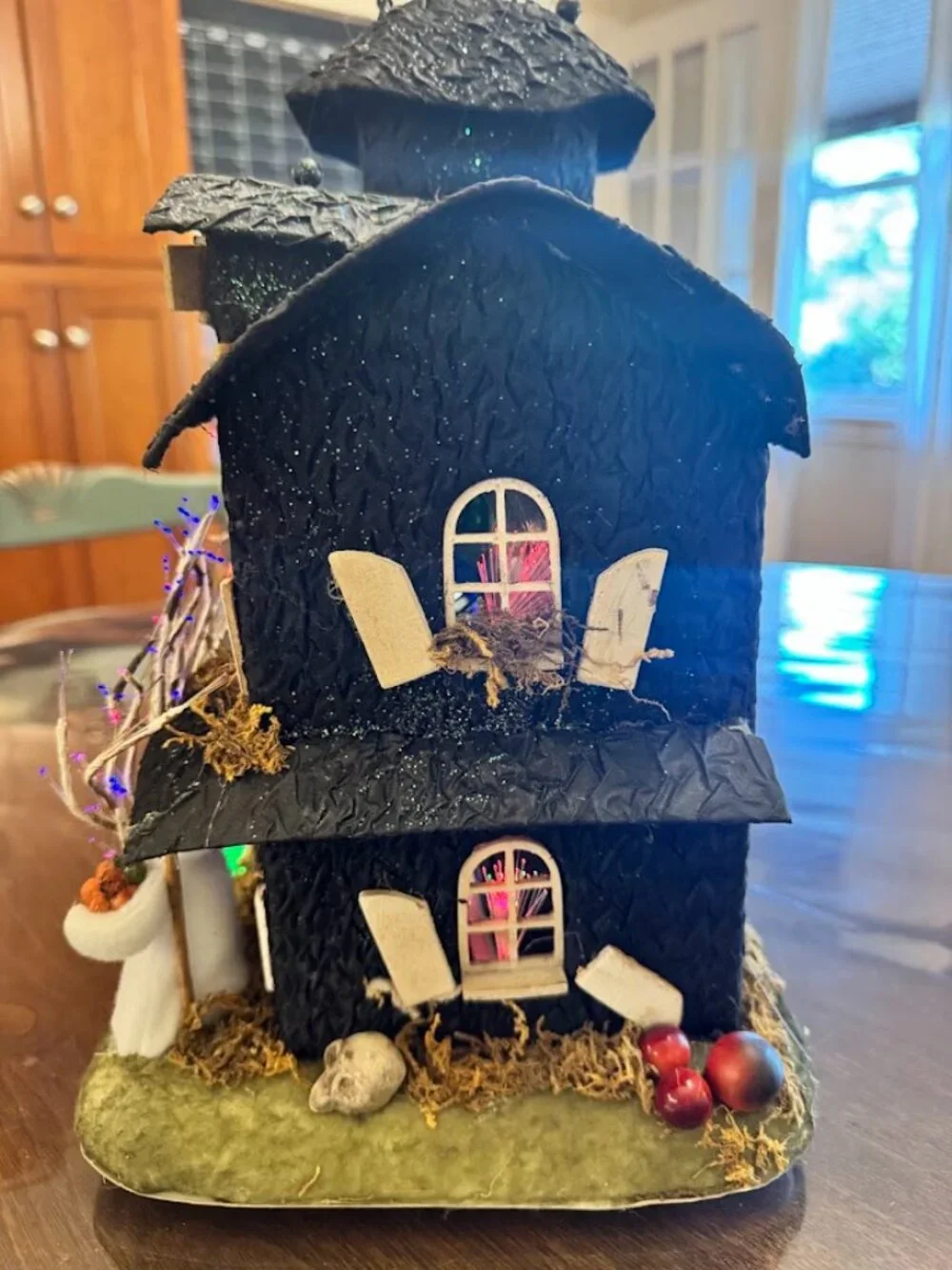 Fiber Optic Lighted Halloween Cardboard Haunted House